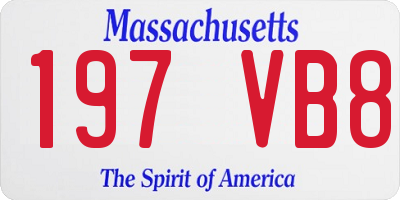 MA license plate 197VB8
