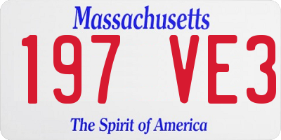 MA license plate 197VE3
