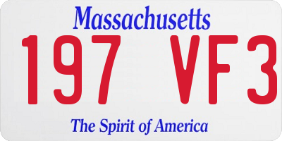 MA license plate 197VF3