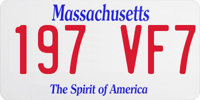 MA license plate 197VF7