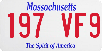 MA license plate 197VF9