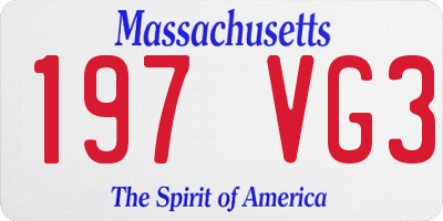 MA license plate 197VG3