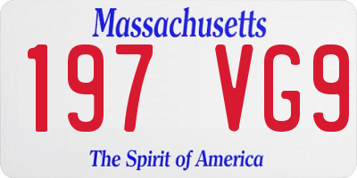 MA license plate 197VG9