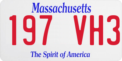 MA license plate 197VH3