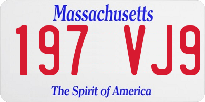 MA license plate 197VJ9