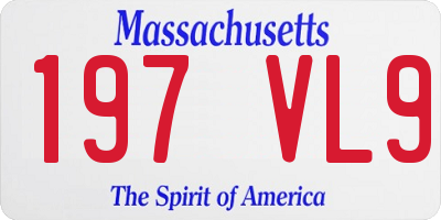 MA license plate 197VL9