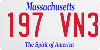 MA license plate 197VN3