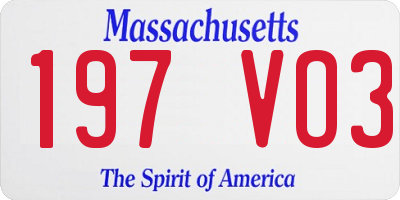 MA license plate 197VO3