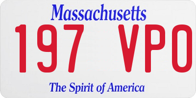 MA license plate 197VP0