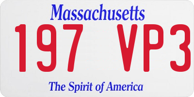 MA license plate 197VP3