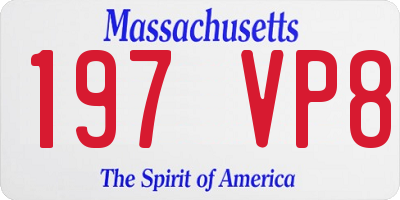 MA license plate 197VP8
