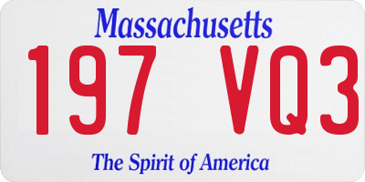 MA license plate 197VQ3