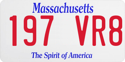 MA license plate 197VR8