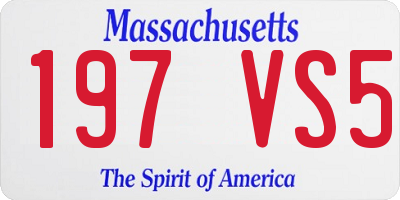 MA license plate 197VS5