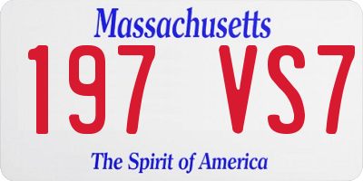 MA license plate 197VS7