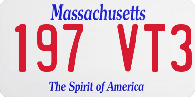 MA license plate 197VT3