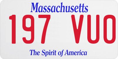 MA license plate 197VU0