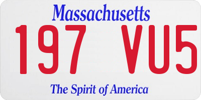 MA license plate 197VU5