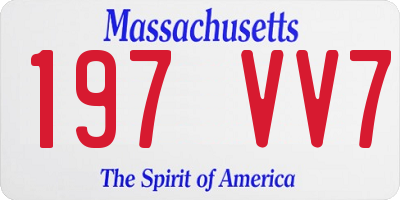 MA license plate 197VV7