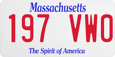 MA license plate 197VW0