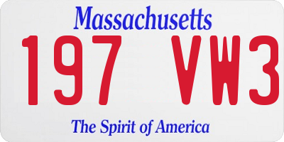 MA license plate 197VW3