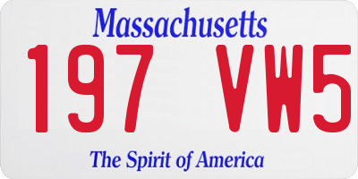 MA license plate 197VW5