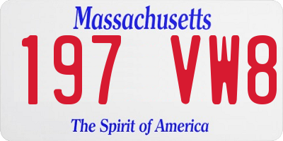 MA license plate 197VW8