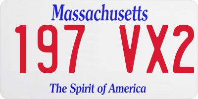 MA license plate 197VX2