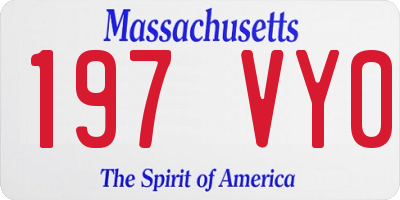 MA license plate 197VY0