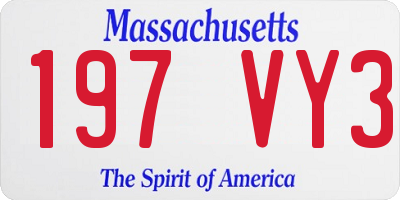 MA license plate 197VY3