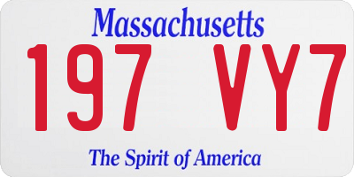MA license plate 197VY7