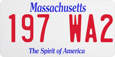 MA license plate 197WA2