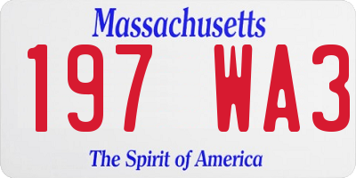 MA license plate 197WA3