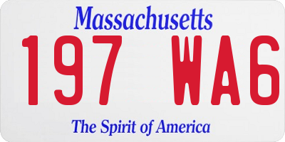 MA license plate 197WA6