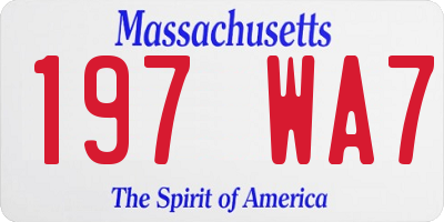MA license plate 197WA7