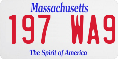 MA license plate 197WA9