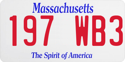 MA license plate 197WB3