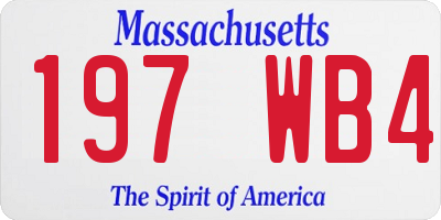 MA license plate 197WB4