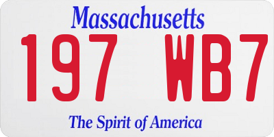 MA license plate 197WB7