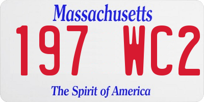 MA license plate 197WC2