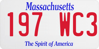 MA license plate 197WC3