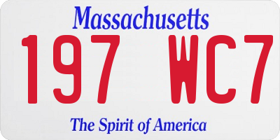 MA license plate 197WC7