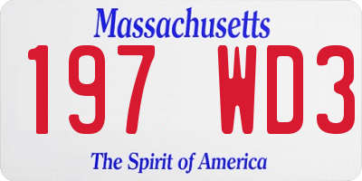 MA license plate 197WD3