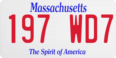 MA license plate 197WD7