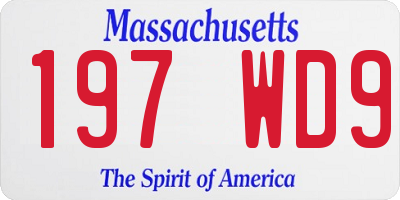 MA license plate 197WD9