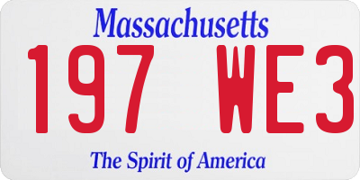 MA license plate 197WE3