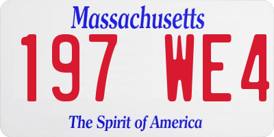 MA license plate 197WE4