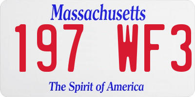 MA license plate 197WF3