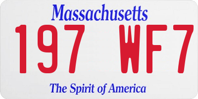 MA license plate 197WF7