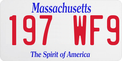 MA license plate 197WF9